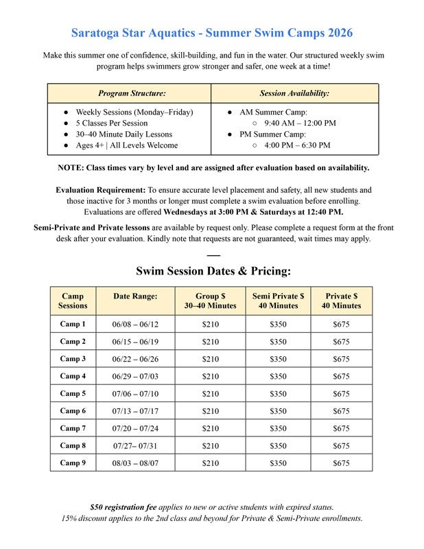 MSTA Summer Camp Info Sheet 1